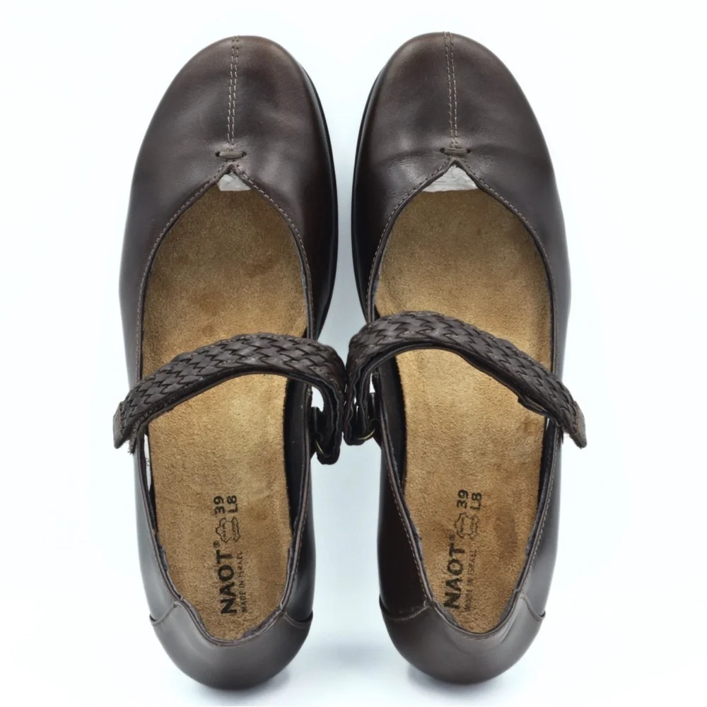 NAOT Forward Mary Jane Shoes Women’s EU 39 US 8 Brown Leather Comfort Low Heel - Picture 7 of 11